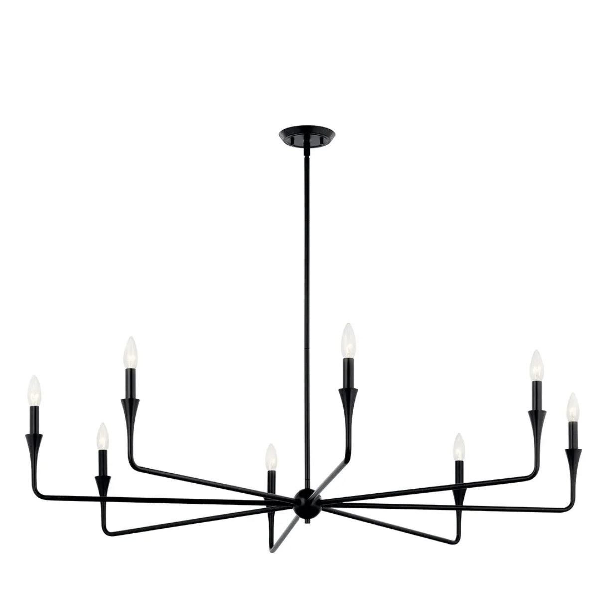 Alvaro 50" 8-Light Chandelier 1-Tier, Black Finish - Bees Lighting