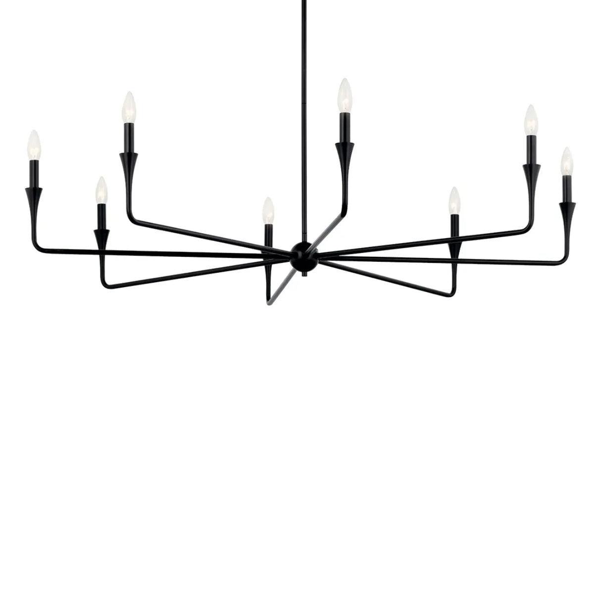 Alvaro 50" 8-Light Chandelier 1-Tier, Black Finish - Bees Lighting