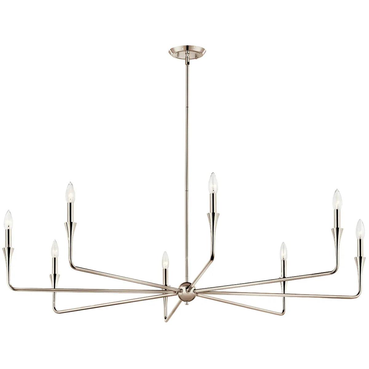 Alvaro 50" 8-Light Chandelier 1-Tier, Polished Nickel Finish - Bees Lighting