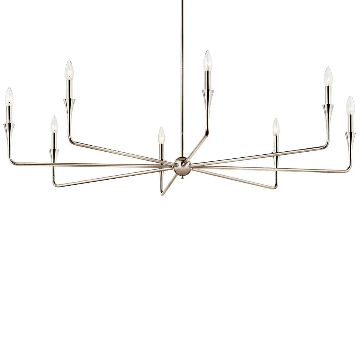 Alvaro 50" 8-Light Chandelier 1-Tier, Polished Nickel Finish - Bees Lighting