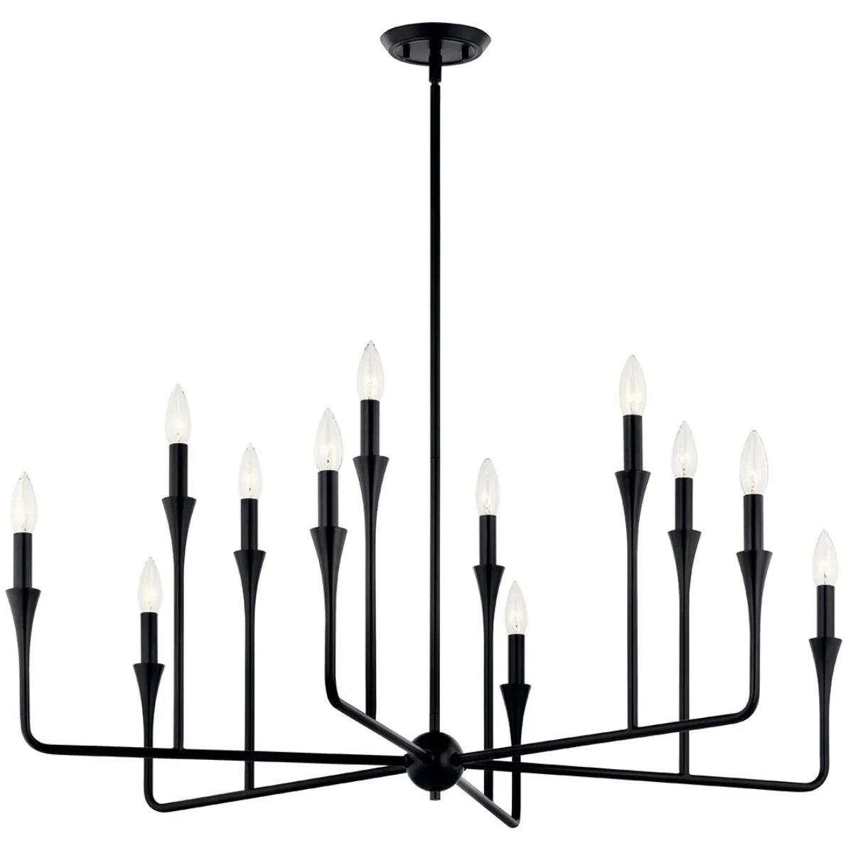 Alvaro 40" 12-Light Chandelier Multi-Tier, Black Finish - Bees Lighting