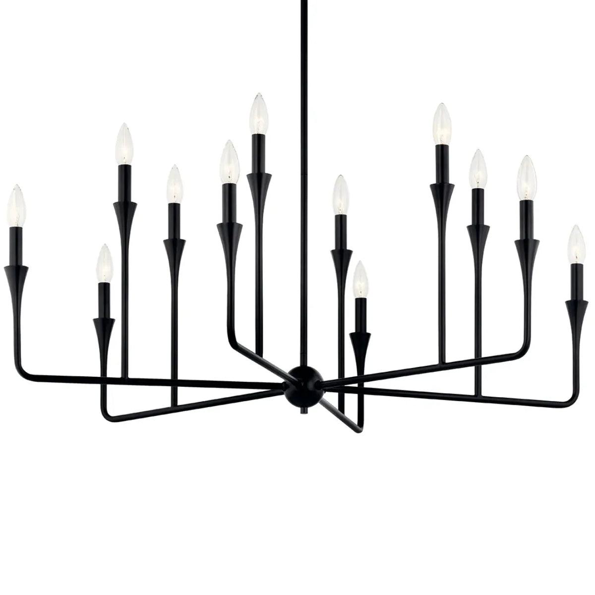 Alvaro 40" 12-Light Chandelier Multi-Tier, Black Finish - Bees Lighting