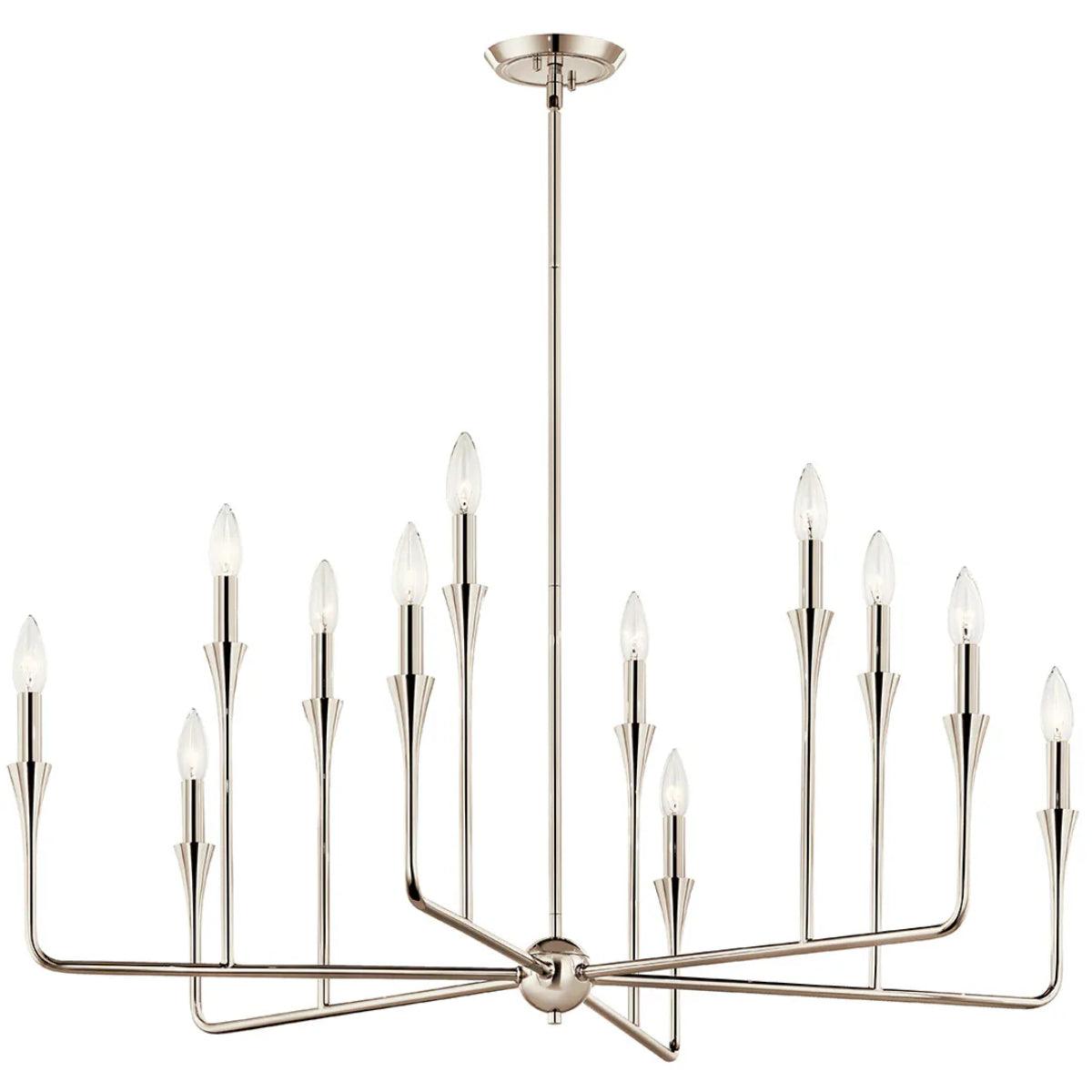 Alvaro 40" 12-Light Chandelier Multi-Tier, Polished Nickel Finish - Bees Lighting