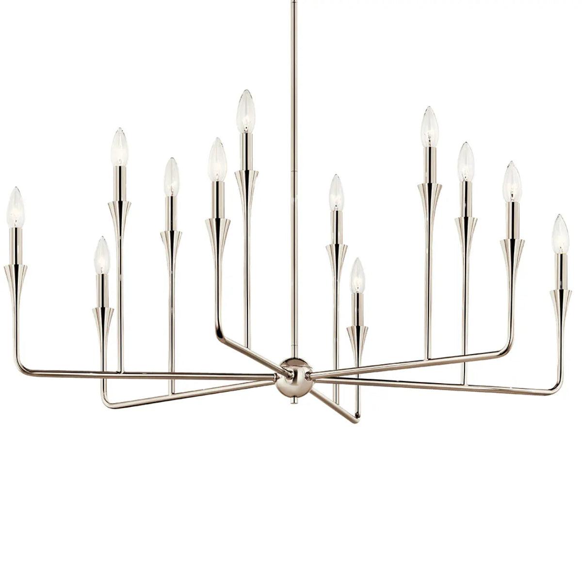 Alvaro 40" 12-Light Chandelier Multi-Tier, Polished Nickel Finish - Bees Lighting