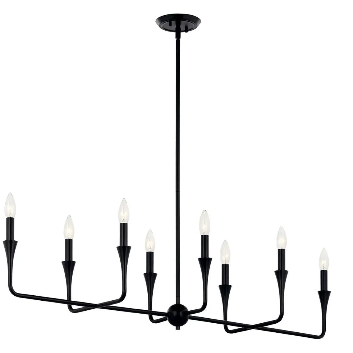 Alvaro 46" 8-Light Chandelier Linear, Black Finish - Bees Lighting