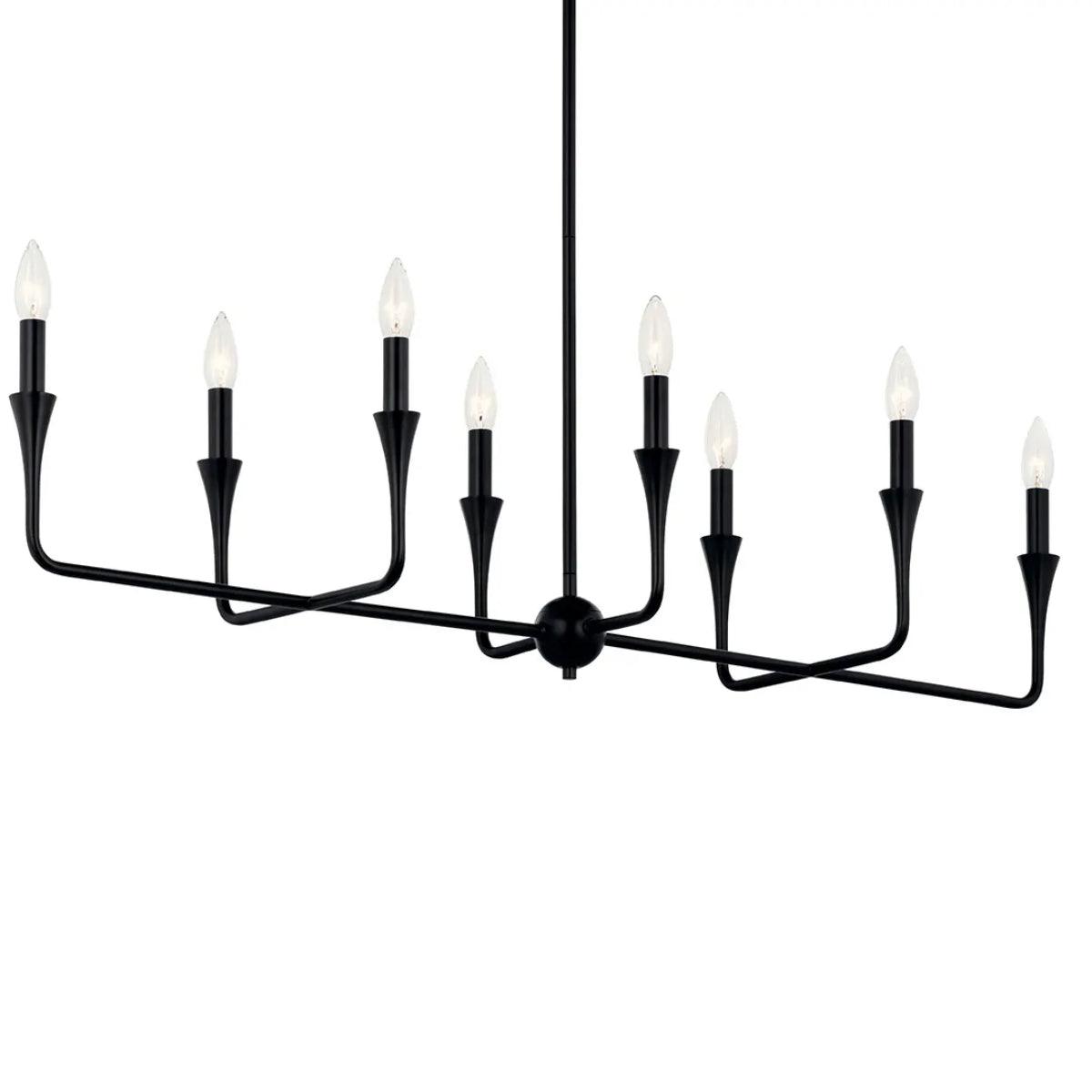 Alvaro 46" 8-Light Chandelier Linear, Black Finish - Bees Lighting