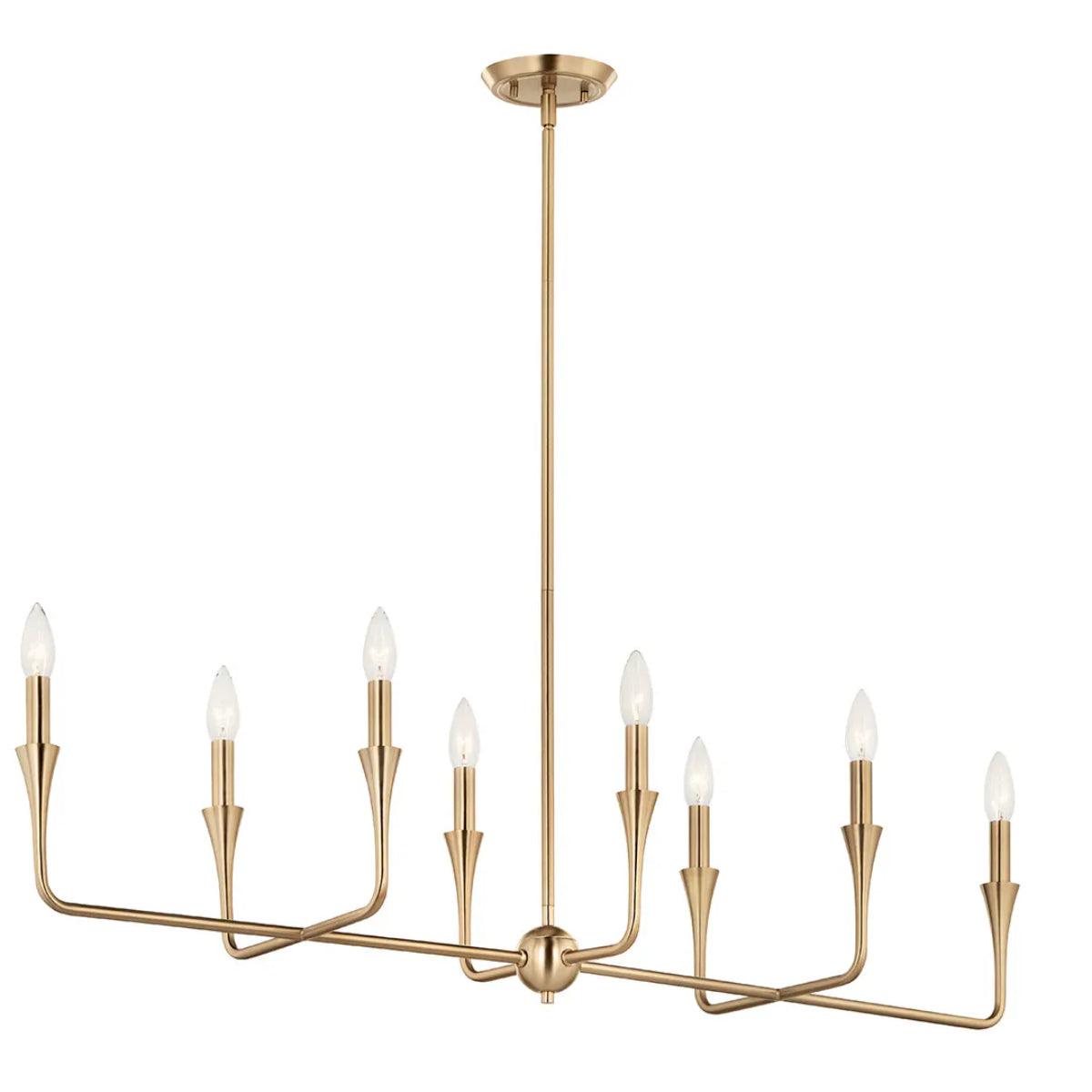 Alvaro 46" 8-Light Chandelier Linear, Champagne Bronze Finish - Bees Lighting