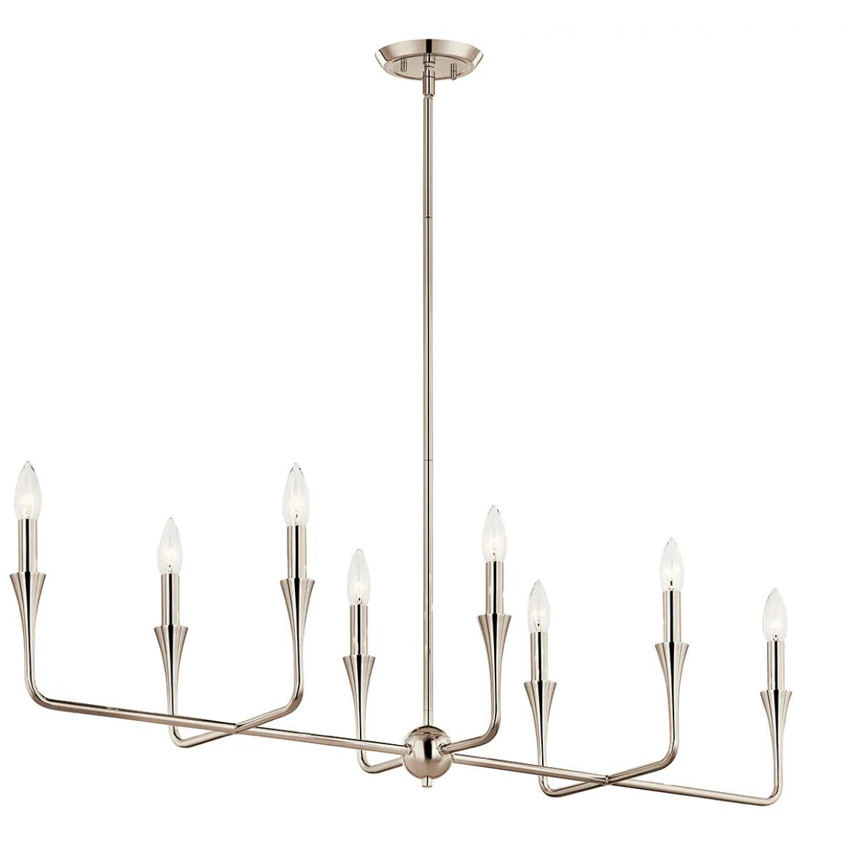 Alvaro 46" 8-Light Chandelier Linear, Polished Nickel Finish - Bees Lighting