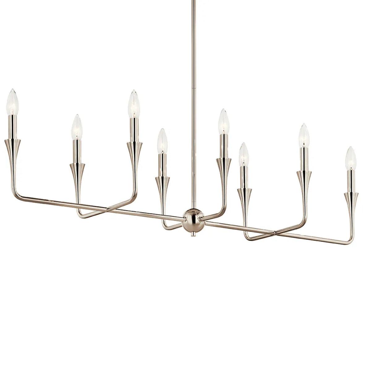 Alvaro 46" 8-Light Chandelier Linear, Polished Nickel Finish - Bees Lighting