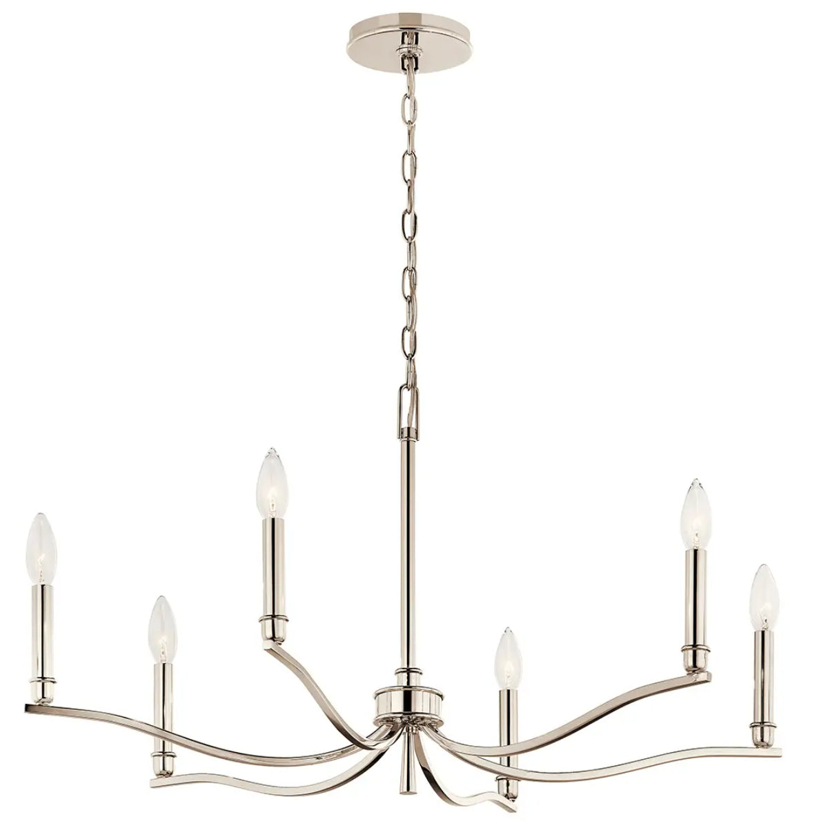 Malene 32" 6-Light Chandelier, Polished nickel Finish