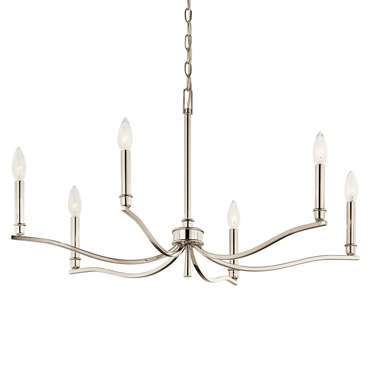 Malene 32" 6-Light Chandelier, Polished nickel Finish