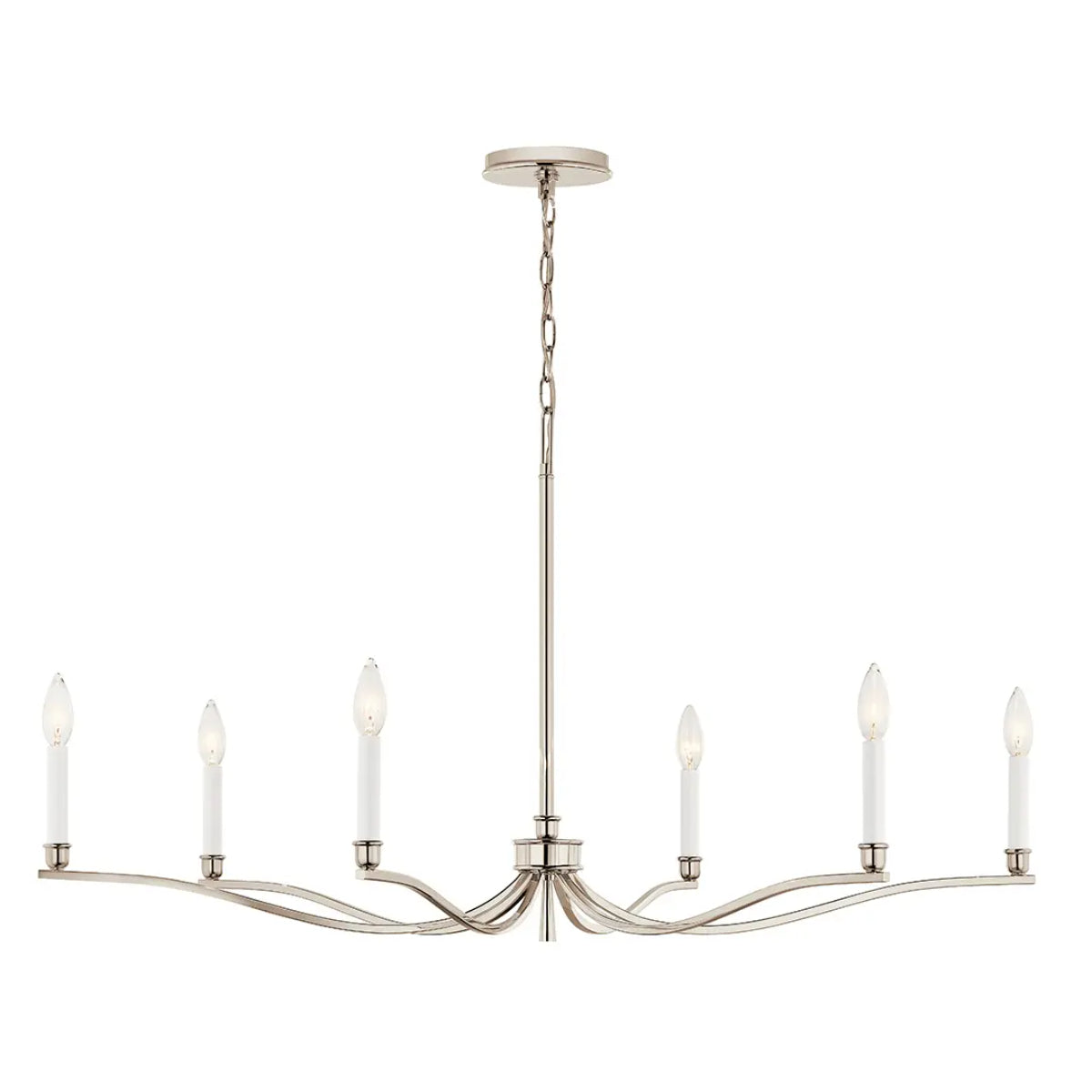 Malene 42" 6-Light Chandelier, Polished nickel Finish