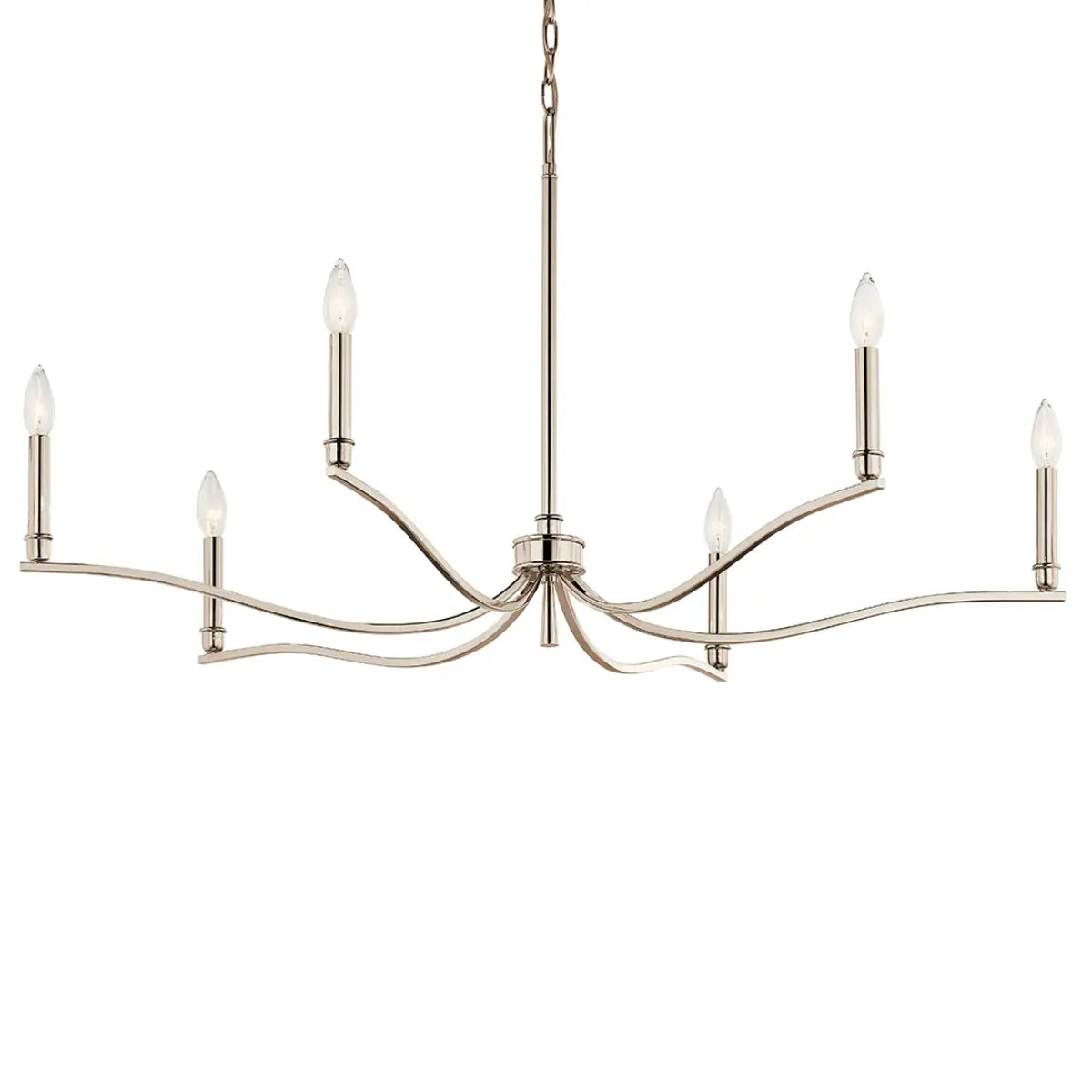 Malene 42" 6-Light Chandelier, Polished nickel Finish