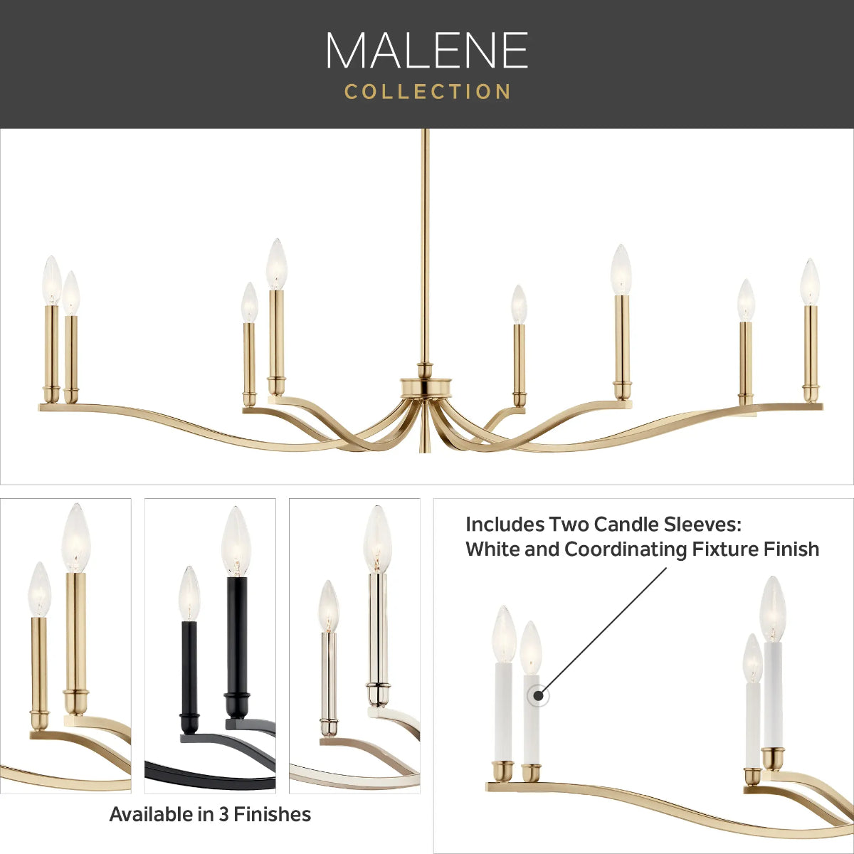 Malene 42" 6-Light Chandelier, Polished nickel Finish