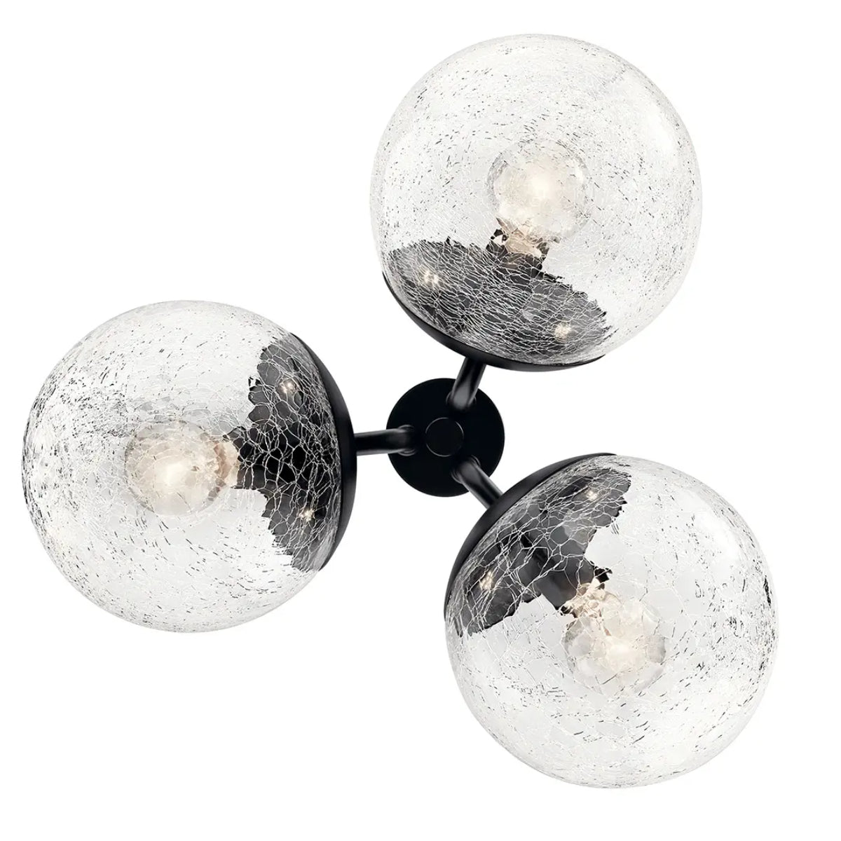 Silvarious 17" 3-Light Convertible Pendant Light with Clear Crackle Glass, Black Finish - Bees Lighting