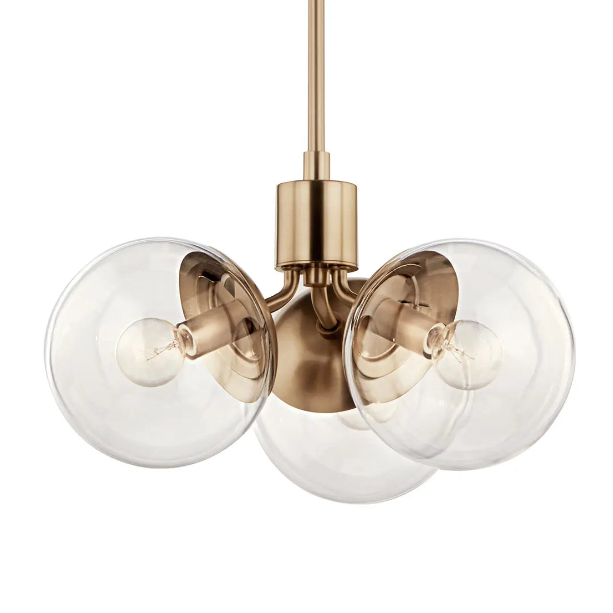 Silvarious 17" 3-Light Convertible Pendant Light with Clear Glass, Champagne Bronze Finish - Bees Lighting