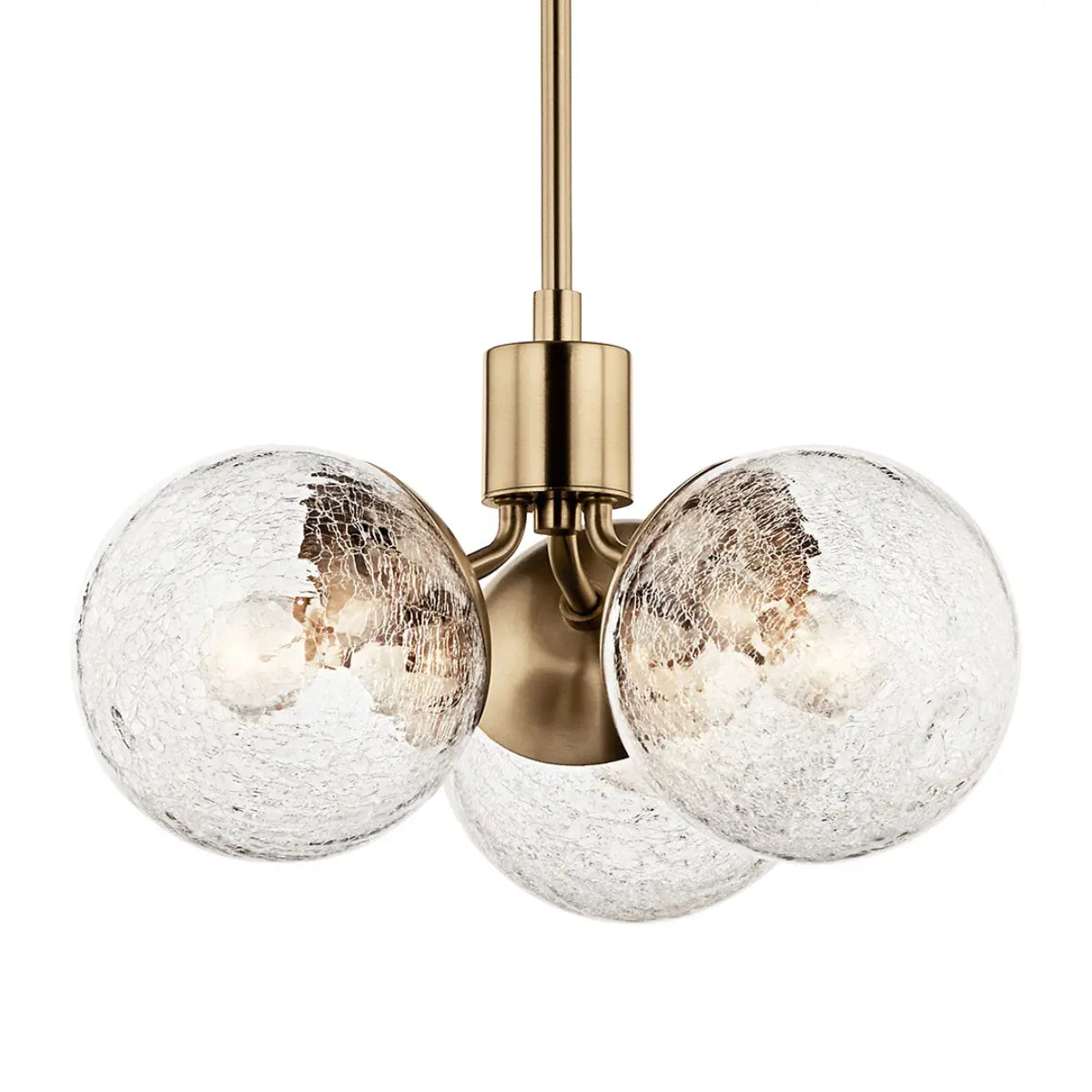 Silvarious 17" 3-Light Convertible Pendant Light with Clear Crackle Glass, Champagne Bronze Finish - Bees Lighting