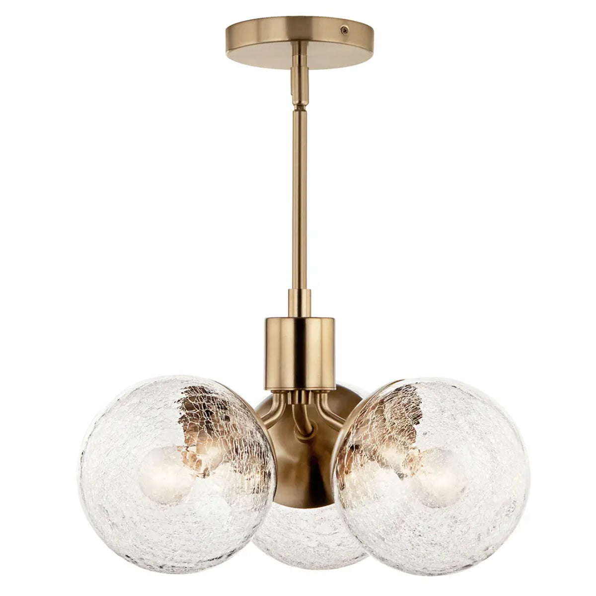 Silvarious 17" 3-Light Convertible Pendant Light with Clear Crackle Glass, Champagne Bronze Finish - Bees Lighting