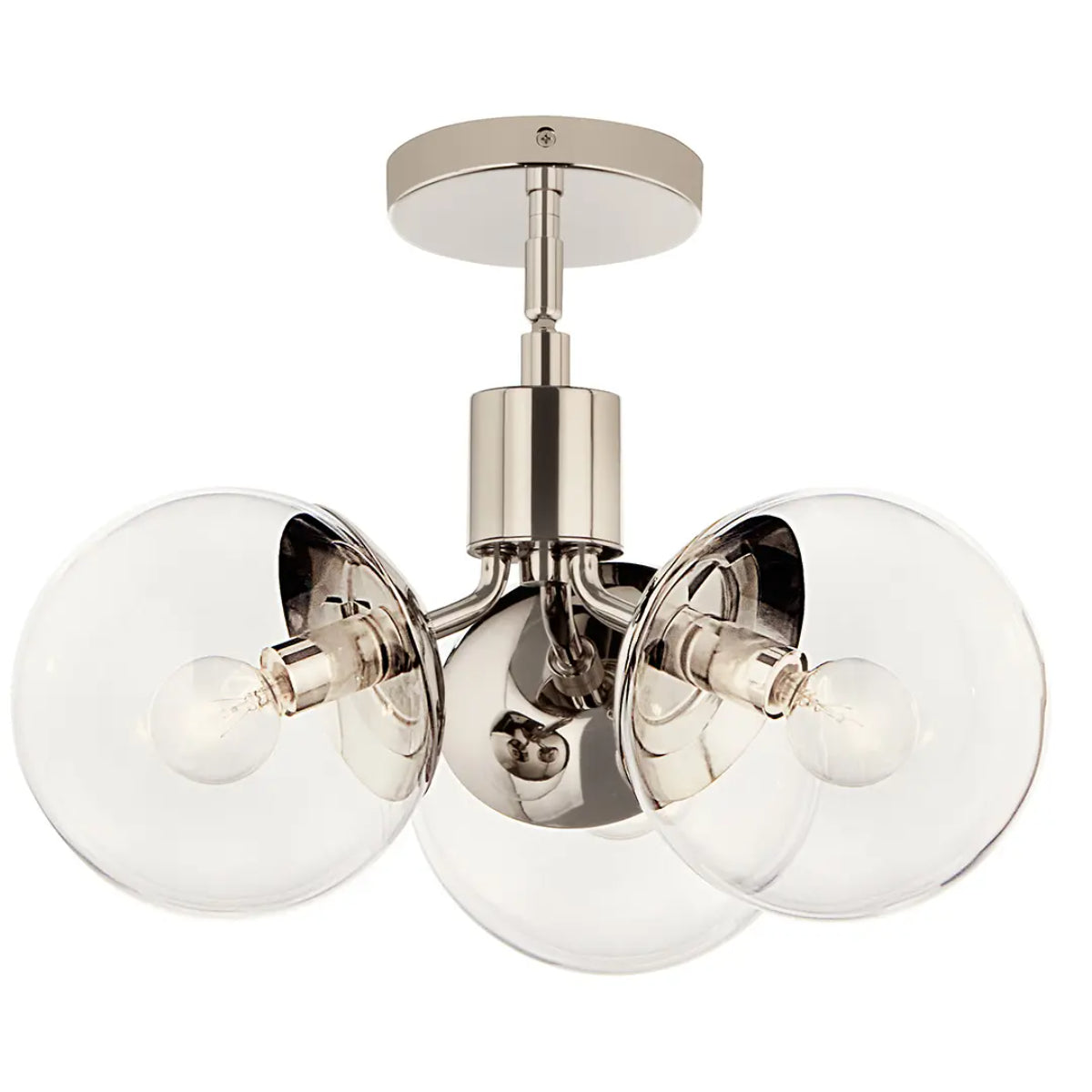 Silvarious 17" 3-Light Convertible Pendant Light with Clear Glass, Polished Nickel Finish