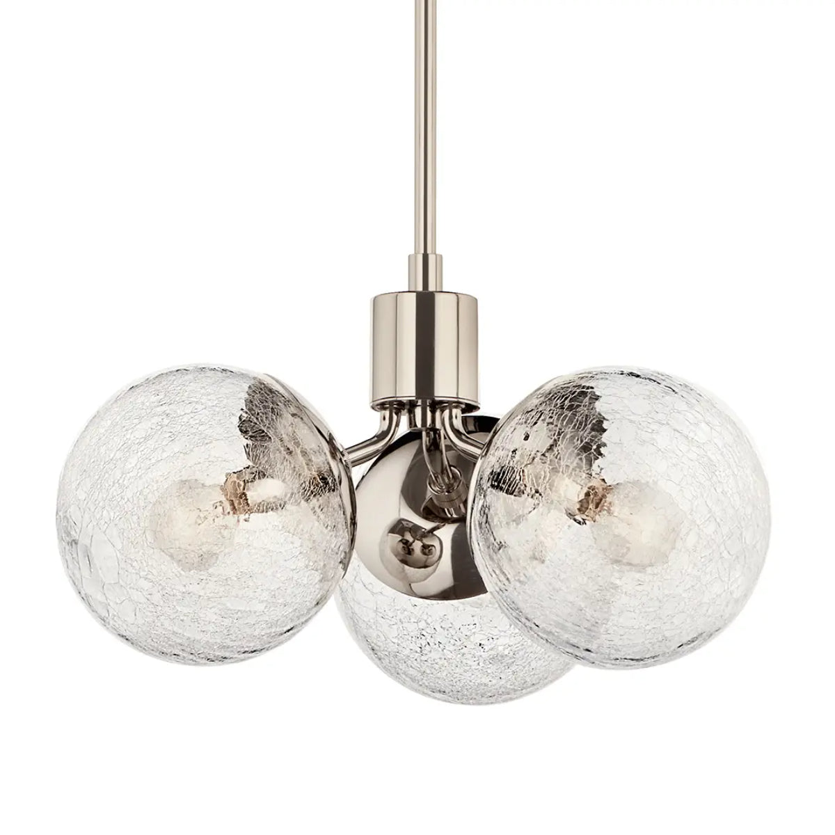 Silvarious 17" 3-Light Convertible Pendant Light with Clear Crackle Glass, Polished Nickel Finish - Bees Lighting