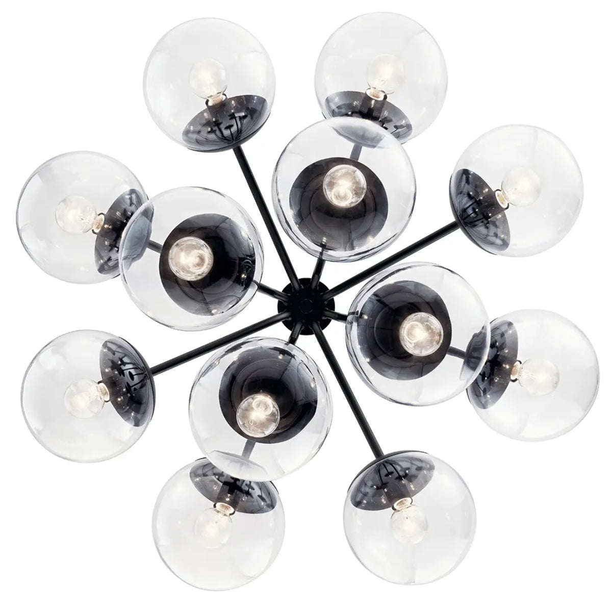 Silvarious 30" 12-Light Convertible Chandelier with Clear Glass, Black Finish - Bees Lighting