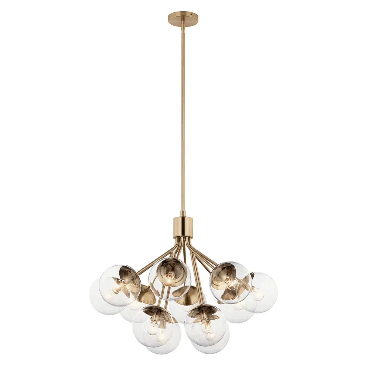 Silvarious 30" 12-Light Convertible Chandelier with Clear Glass, Champagne Bronze Finish - Bees Lighting