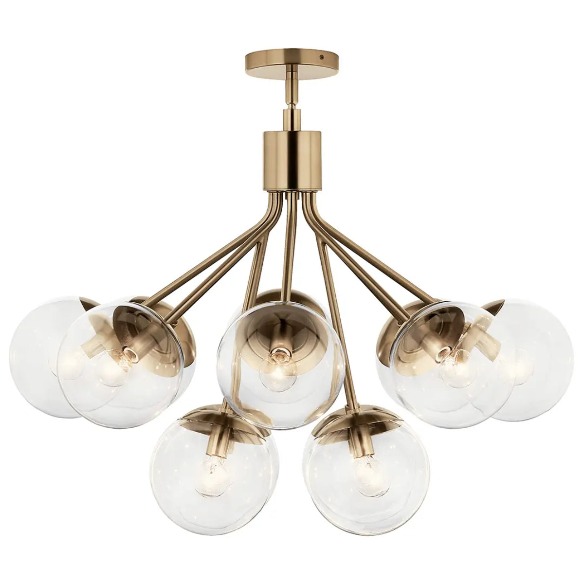 Silvarious 30" 12-Light Convertible Chandelier with Clear Glass, Champagne Bronze Finish - Bees Lighting