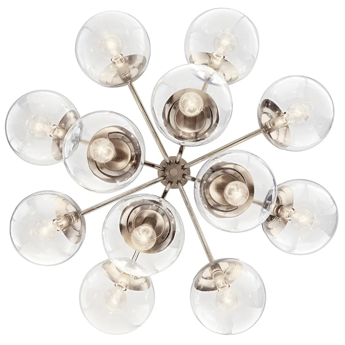 Silvarious 30" 12-Light Convertible Chandelier with Clear Glass, Polished Nickel Finish - Bees Lighting