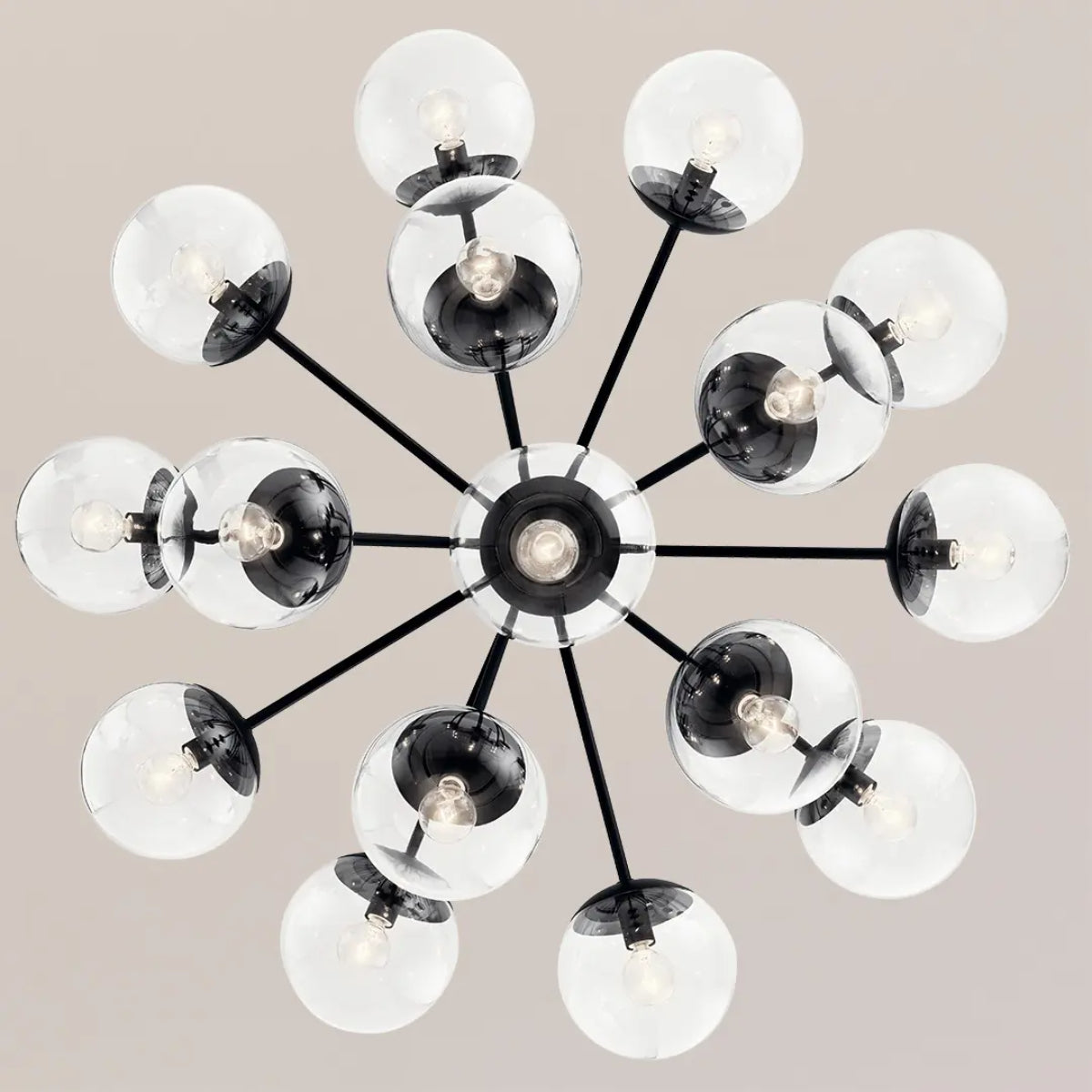 Silvarious 38" 16-Light Convertible Chandelier with Clear Glass, Black Finish - Bees Lighting