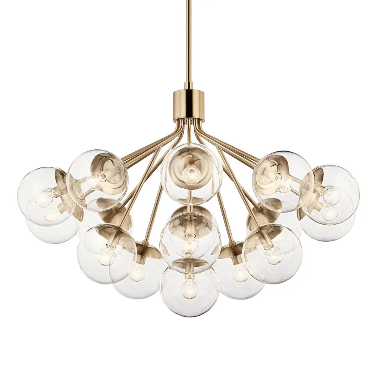 Silvarious 38" 16-Light Convertible Chandelier with Clear Glass, Champagne Bronze Finish - Bees Lighting