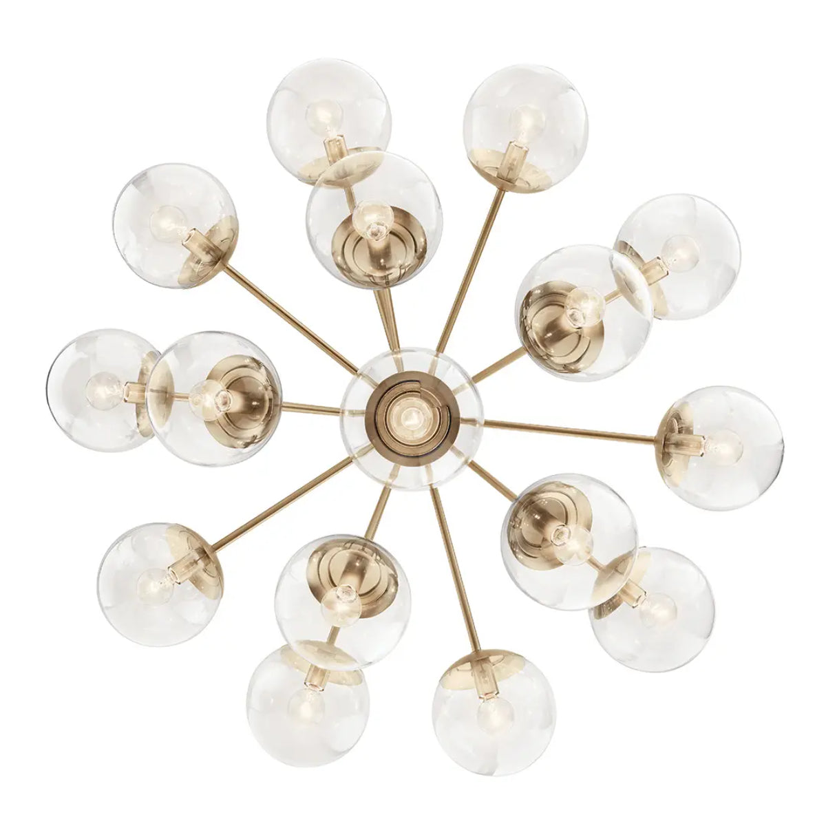 Silvarious 38" 16-Light Convertible Chandelier with Clear Glass, Champagne Bronze Finish - Bees Lighting