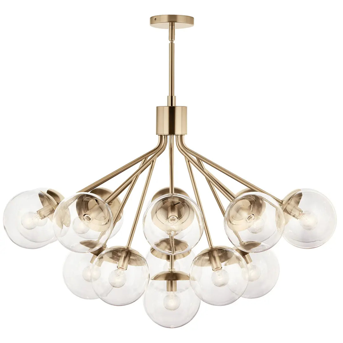 Silvarious 38" 16-Light Convertible Chandelier with Clear Glass, Champagne Bronze Finish - Bees Lighting