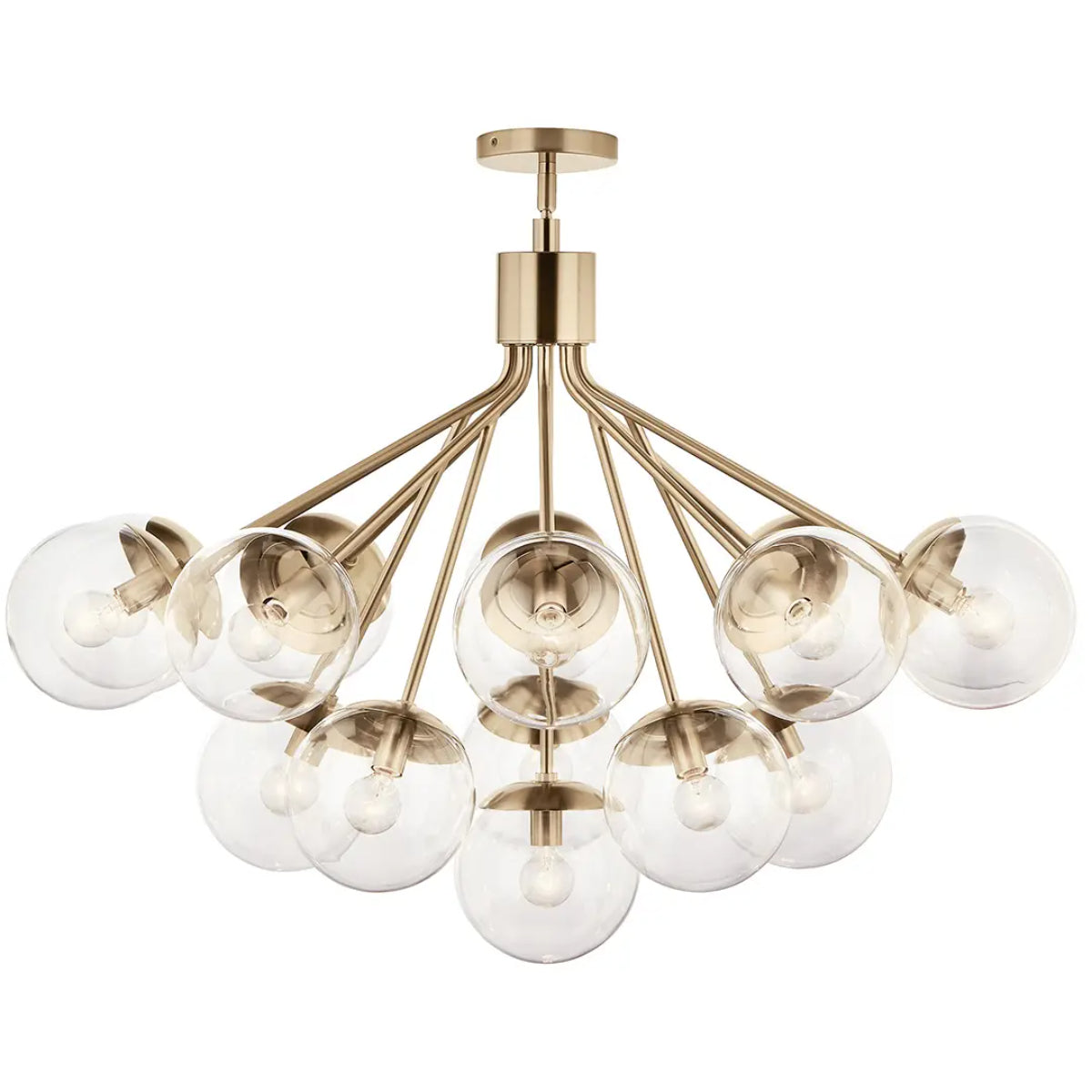 Silvarious 38" 16-Light Convertible Chandelier with Clear Glass, Champagne Bronze Finish - Bees Lighting