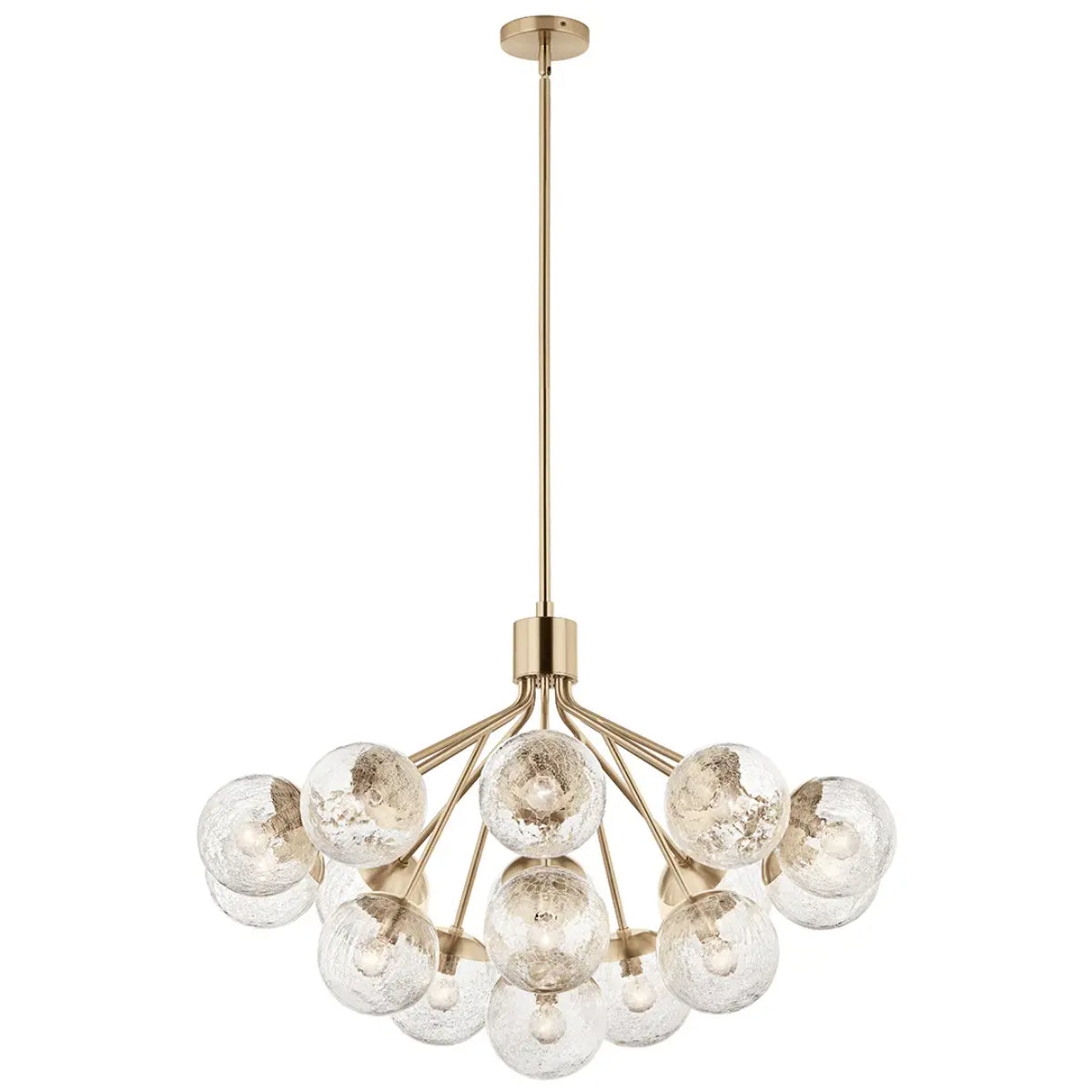 Silvarious 38" 16-Light Convertible Chandelier with Clear Crackle Glass, Champagne Bronze Finish - Bees Lighting