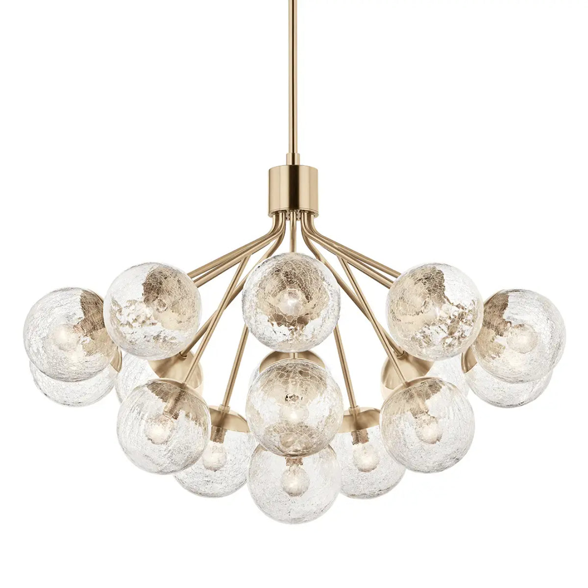 Silvarious 38" 16-Light Convertible Chandelier with Clear Crackle Glass, Champagne Bronze Finish - Bees Lighting