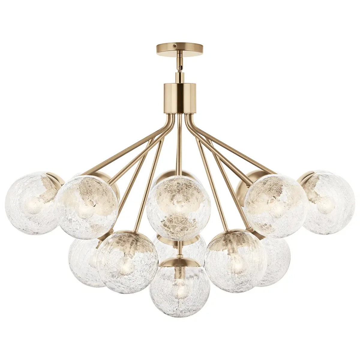 Silvarious 38" 16-Light Convertible Chandelier with Clear Crackle Glass, Champagne Bronze Finish - Bees Lighting