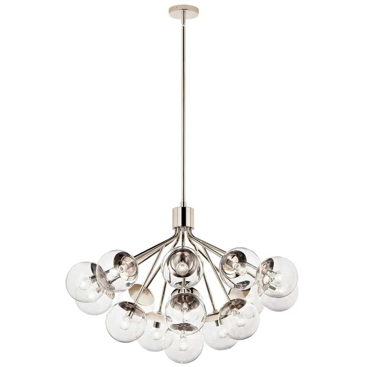 Silvarious 38" 16-Light Convertible Chandelier with Clear Glass, Polished Nickel Finish - Bees Lighting