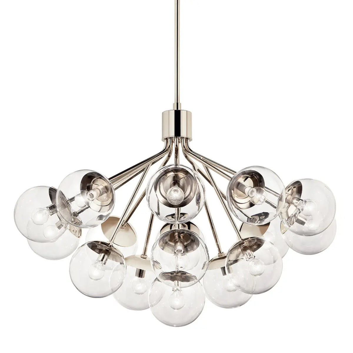 Silvarious 38" 16-Light Convertible Chandelier with Clear Glass, Polished Nickel Finish - Bees Lighting