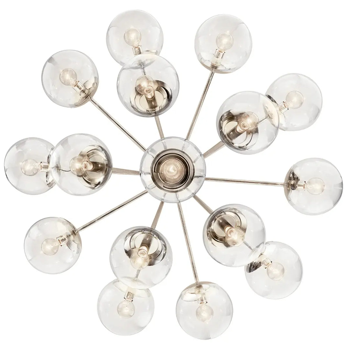 Silvarious 38" 16-Light Convertible Chandelier with Clear Glass, Polished Nickel Finish - Bees Lighting