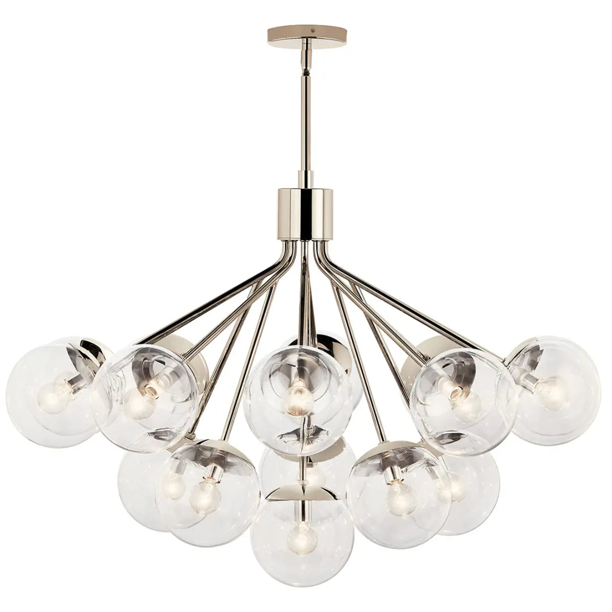 Silvarious 38" 16-Light Convertible Chandelier with Clear Glass, Polished Nickel Finish - Bees Lighting