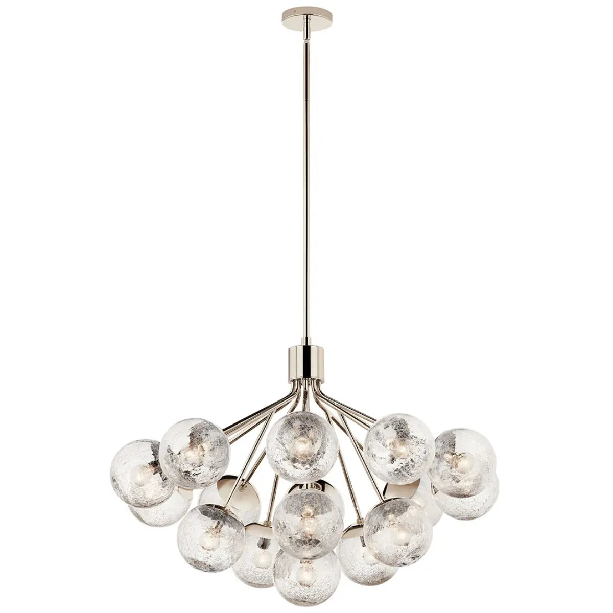 Silvarious 38" 16-Light Convertible Chandelier with Clear Crackle Glass, Polished Nickel Finish - Bees Lighting