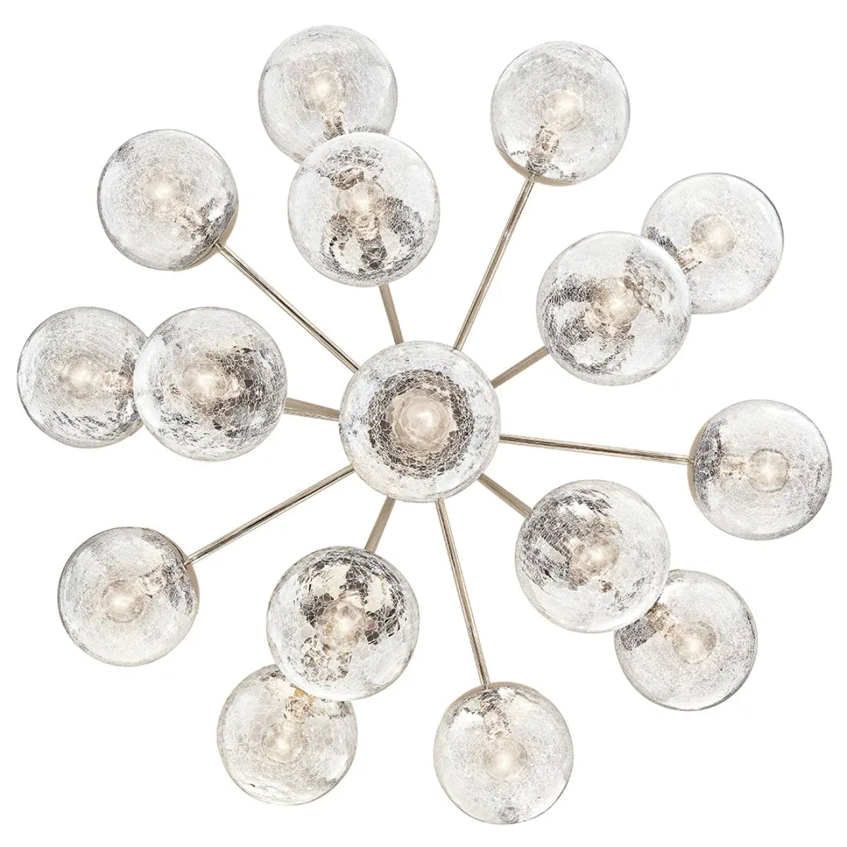 Silvarious 38" 16-Light Convertible Chandelier with Clear Crackle Glass, Polished Nickel Finish - Bees Lighting