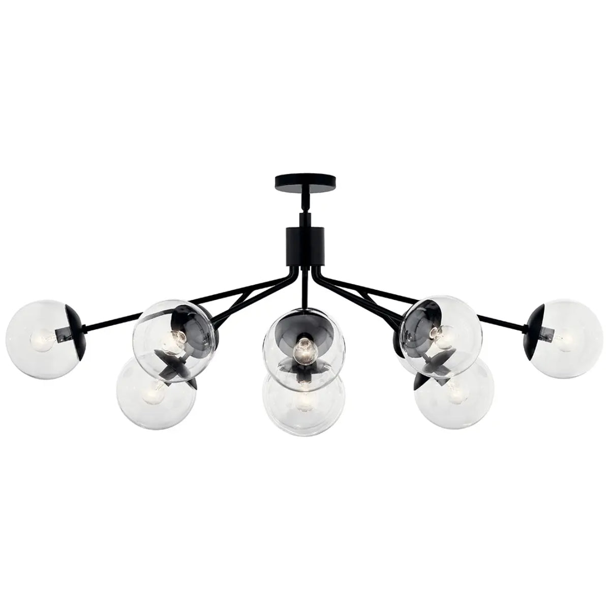 Silvarious 48" 12-Light Convertible Chandelier with Clear Glass, Black Finish - Bees Lighting