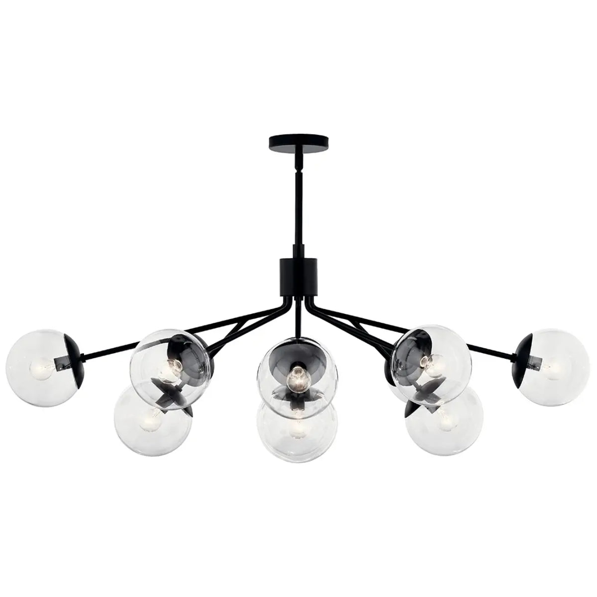 Silvarious 48" 12-Light Convertible Chandelier with Clear Glass, Black Finish - Bees Lighting