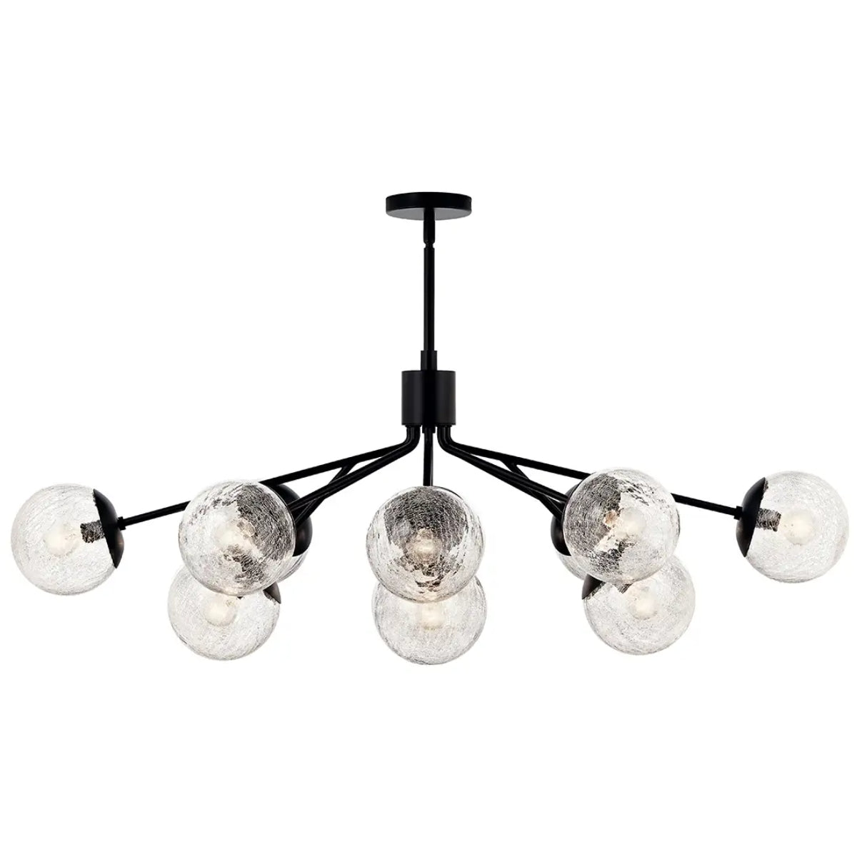 Silvarious 48" 12-Light Convertible Chandelier with Clear Crackle Glass, Black Finish - Bees Lighting