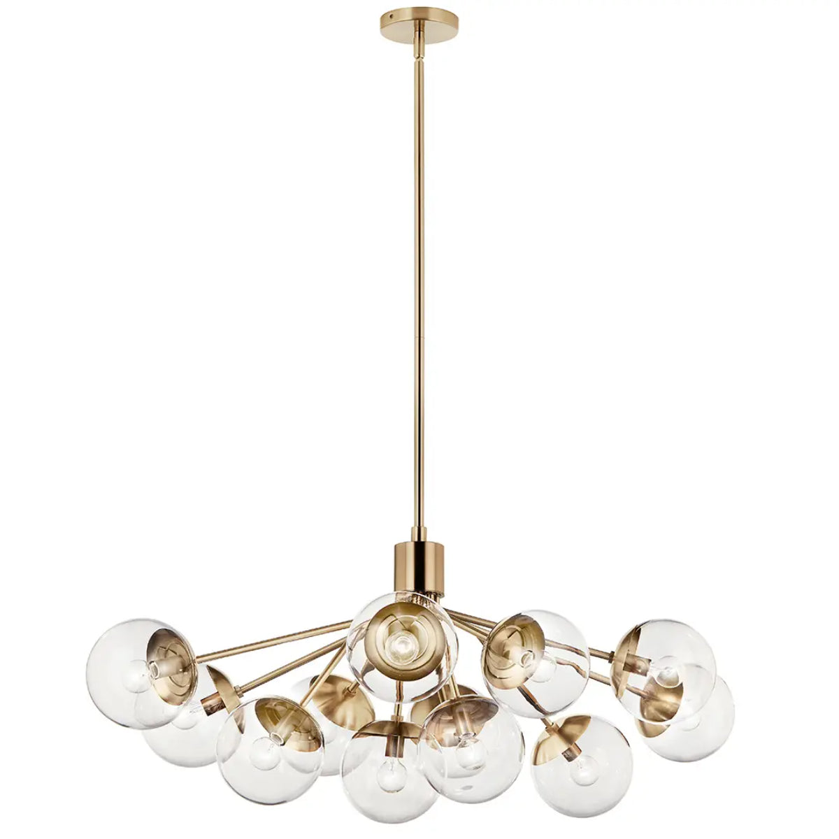 Silvarious 48" 12-Light Convertible Chandelier with Clear Glass, Champagne Bronze Finish - Bees Lighting