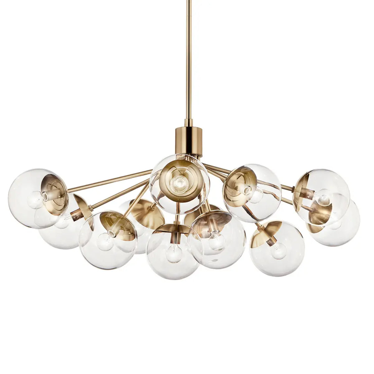 Silvarious 48" 12-Light Convertible Chandelier with Clear Glass, Champagne Bronze Finish - Bees Lighting