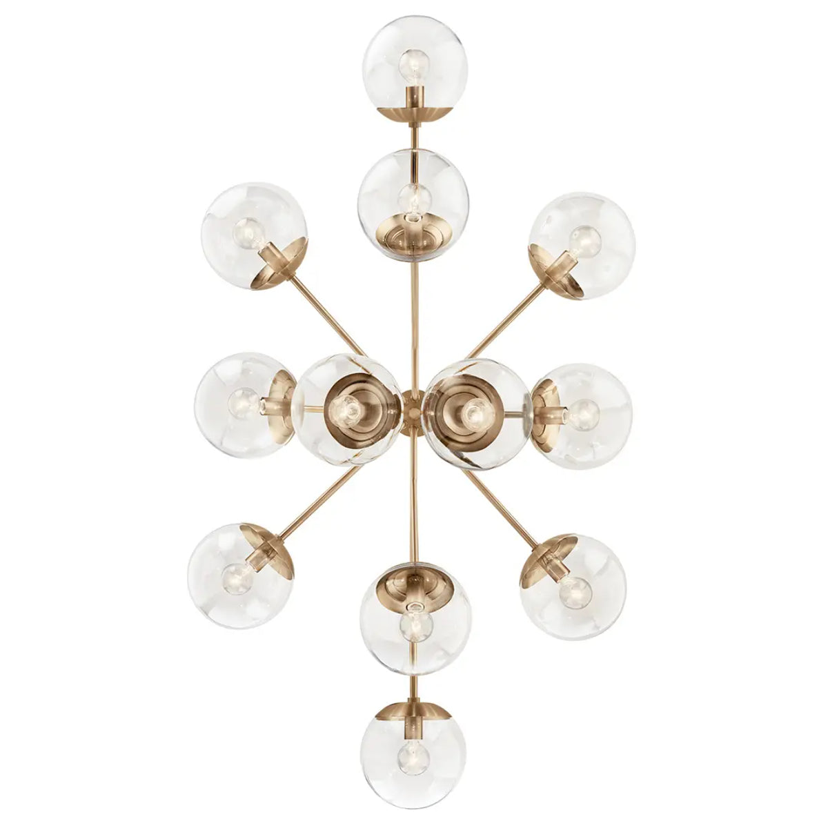 Silvarious 48" 12-Light Convertible Chandelier with Clear Glass, Champagne Bronze Finish - Bees Lighting