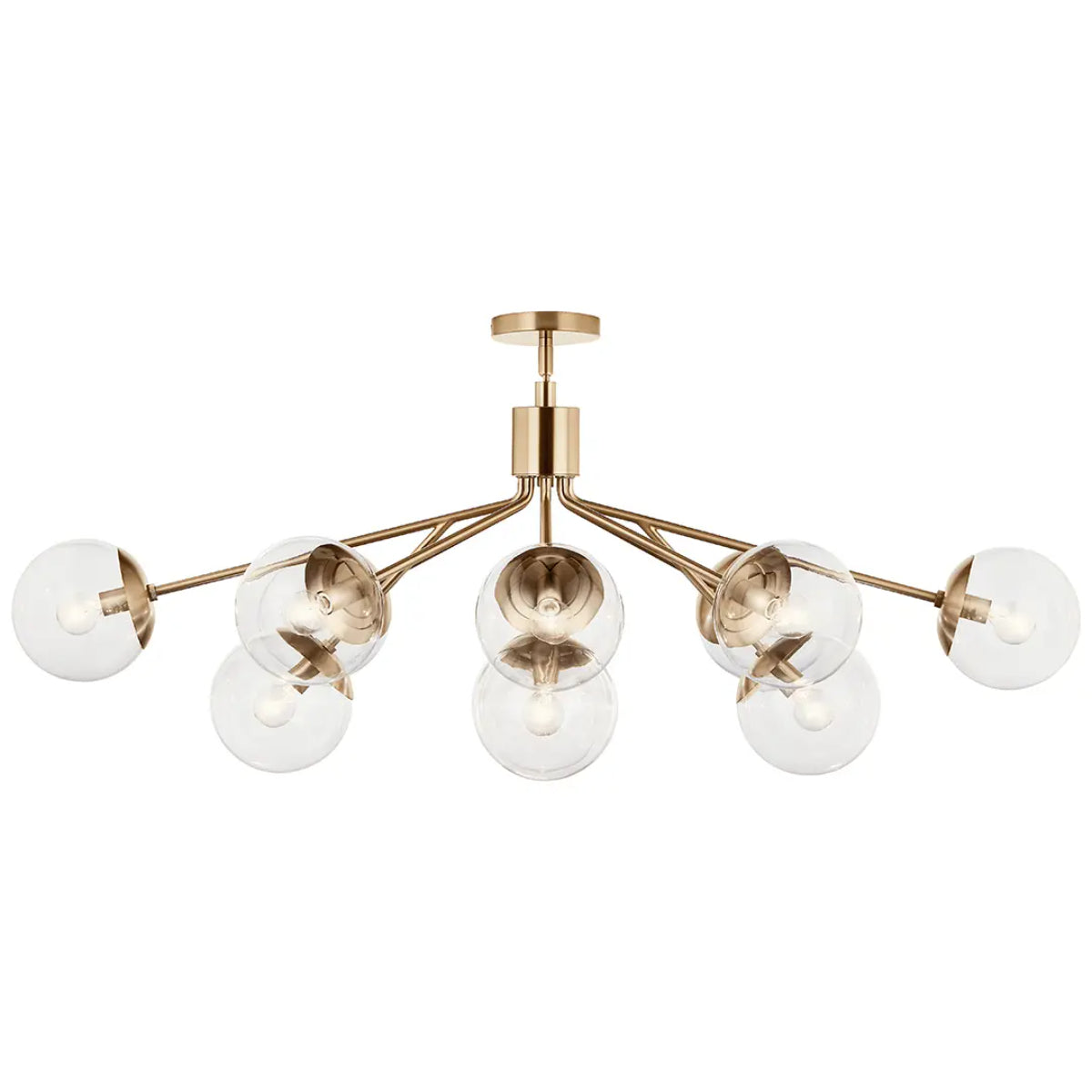 Silvarious 48" 12-Light Convertible Chandelier with Clear Glass, Champagne Bronze Finish - Bees Lighting