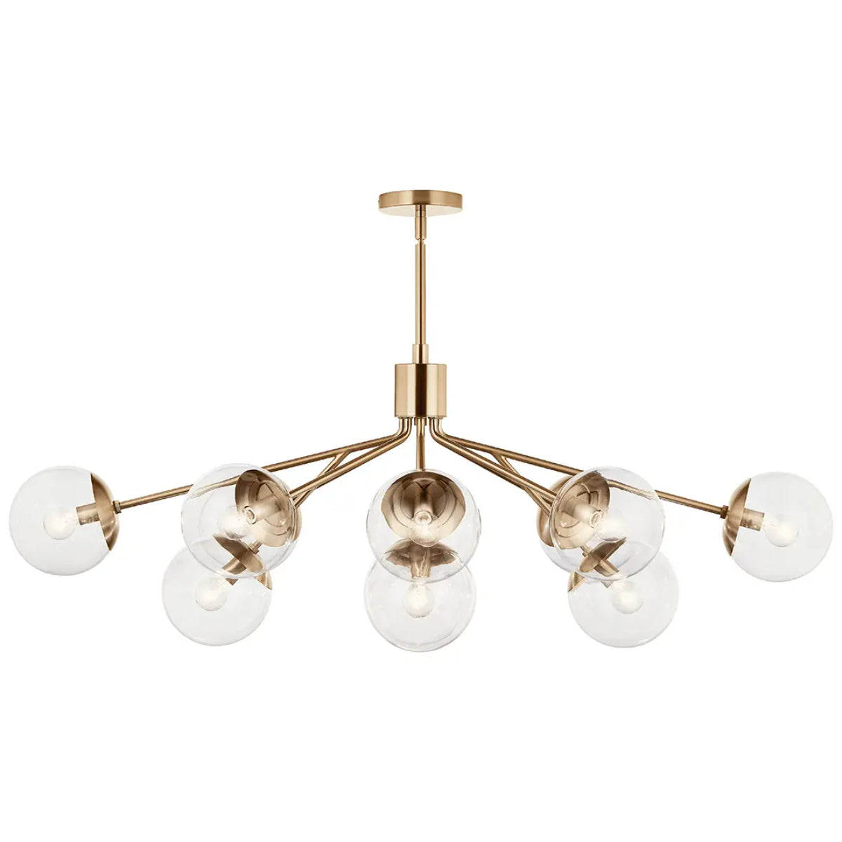 Silvarious 48" 12-Light Convertible Chandelier with Clear Glass, Champagne Bronze Finish - Bees Lighting